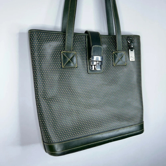 Dooney & Bourke Cabrio Leather Green Perforated Purse Top Handle Bag Classic - Picture 4 of 12